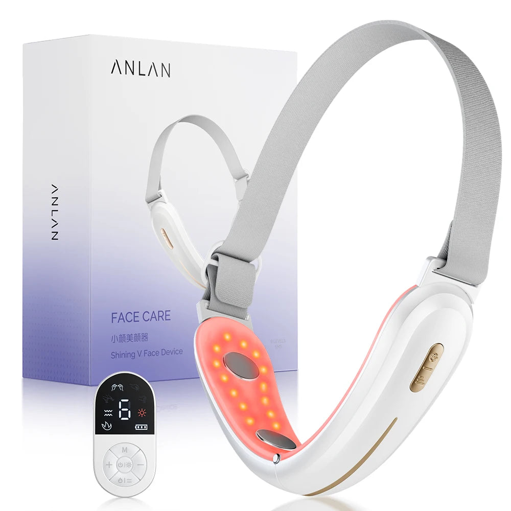 SlimLuxe V-Face – ANLAN EMS Face Lift Massager with Red & Blue LED Light