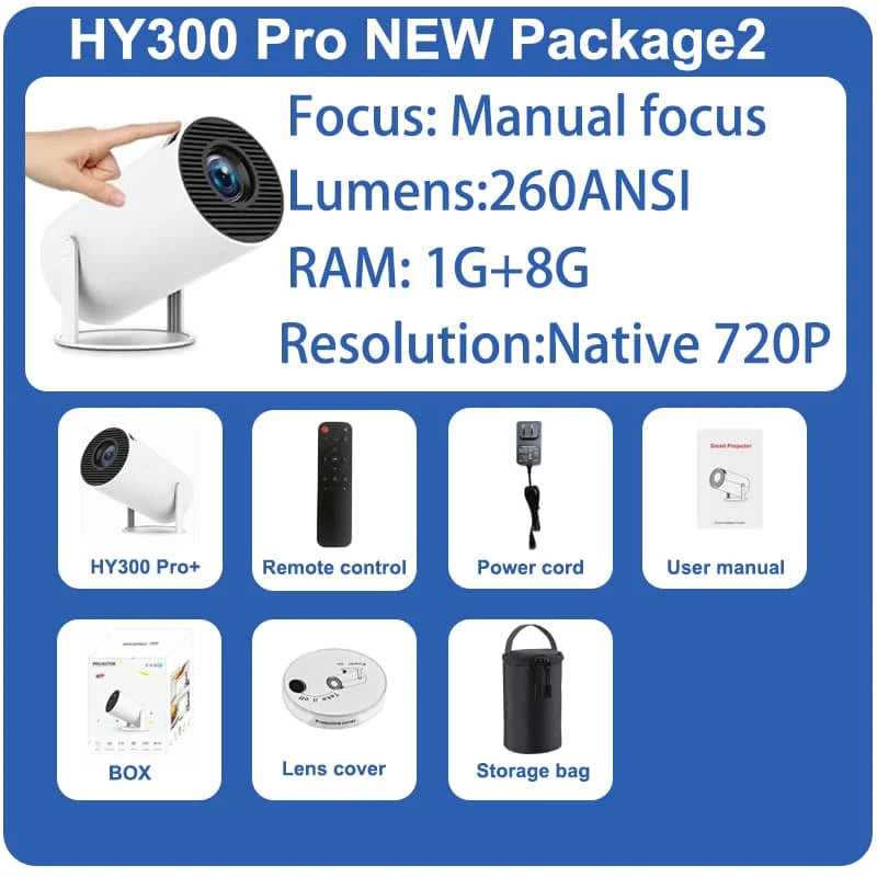 CineLite HY300 Pro – Outdoor & Home 4K LED Projector 300 ANSI Lumens