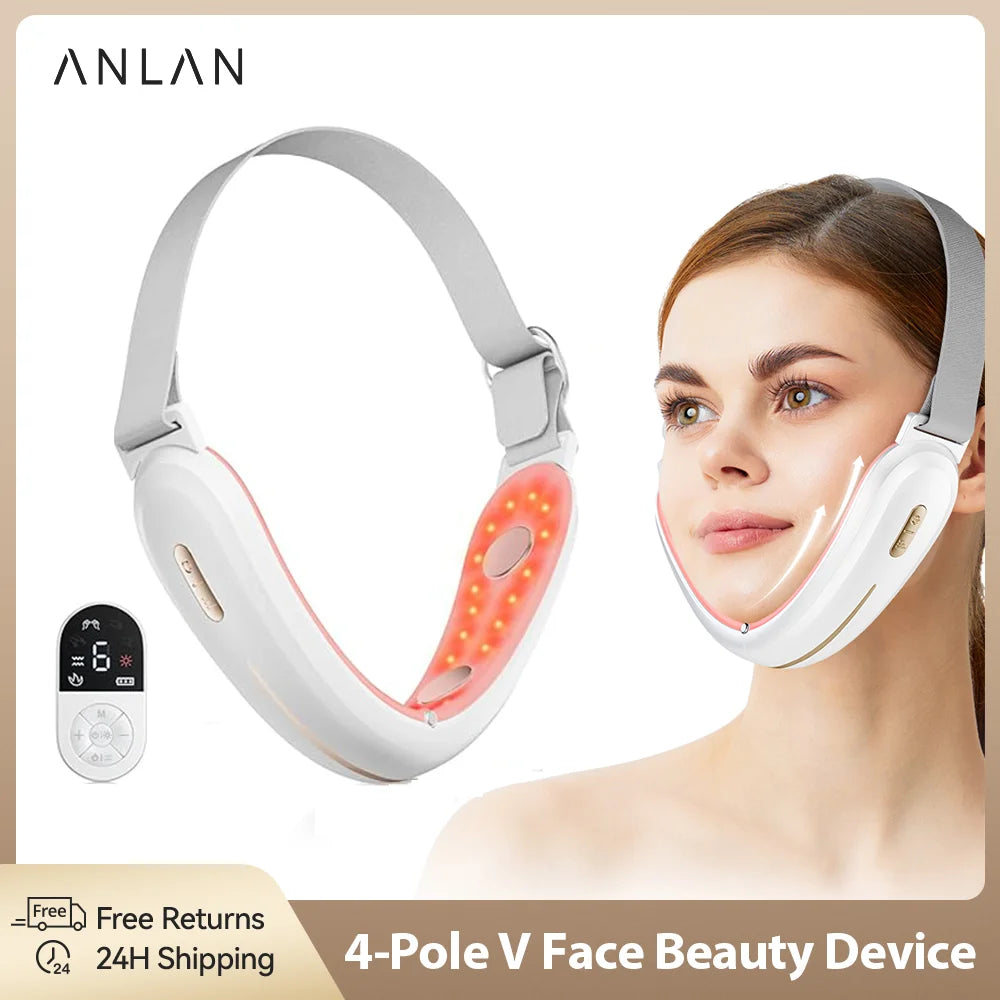 SlimLuxe V-Face – ANLAN EMS Face Lift Massager with Red & Blue LED Light
