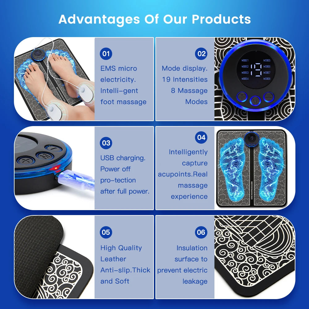 CircuFeet EMS – Relaxing Foot Massage Pad with Shock Therapy & Acupressure
