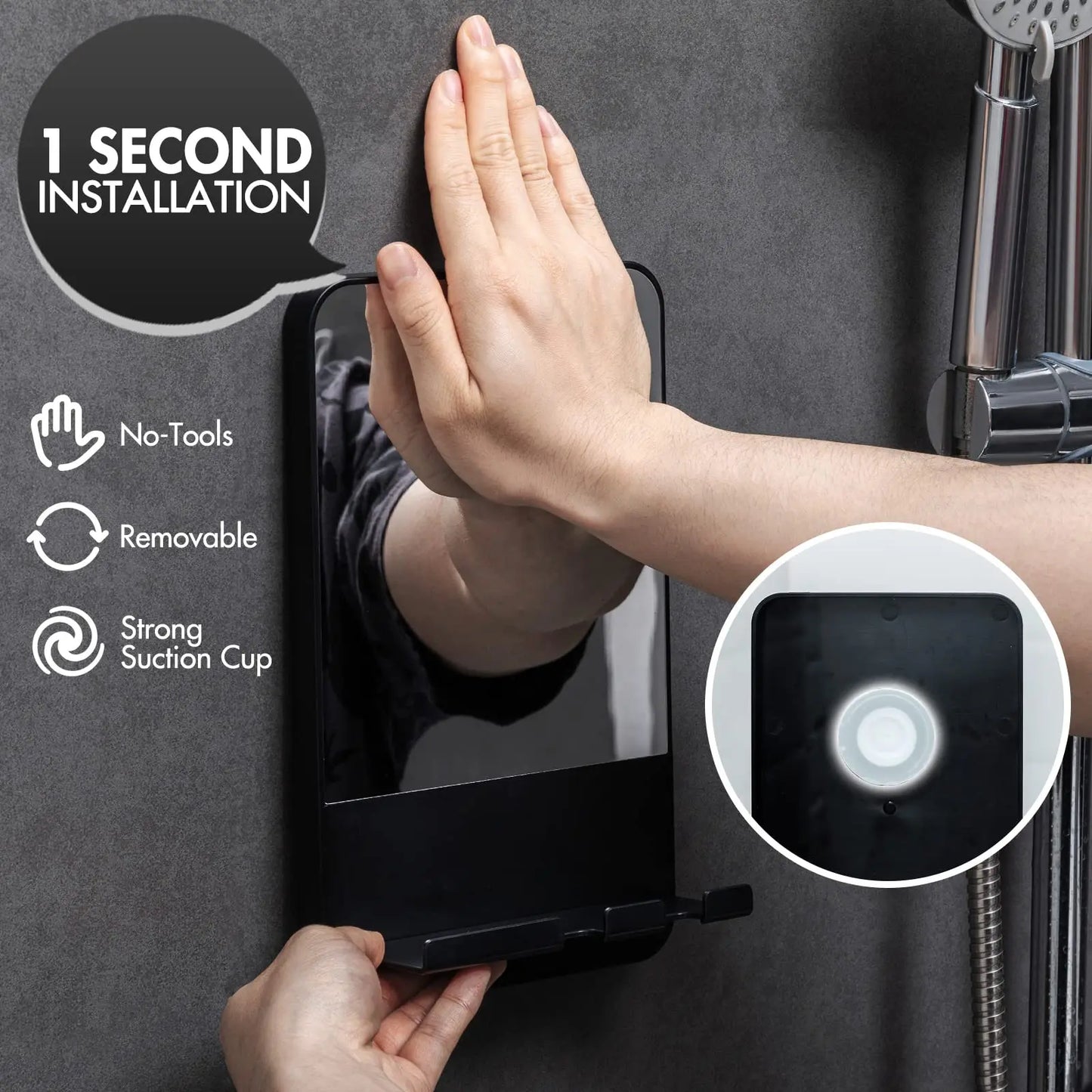 ClearShave Pro – Fog-Free Shower Mirror with Razor Holder (UK)