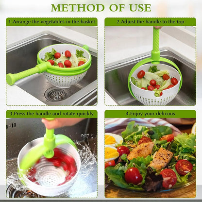 Panier égouttoir pliable et essoreuse à salade – Essorage des fruits et légumes