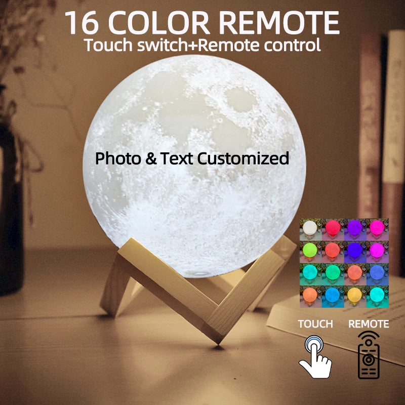 MoonLight Memories – Personalised Lunar Lamp with USB Rechargeable Light