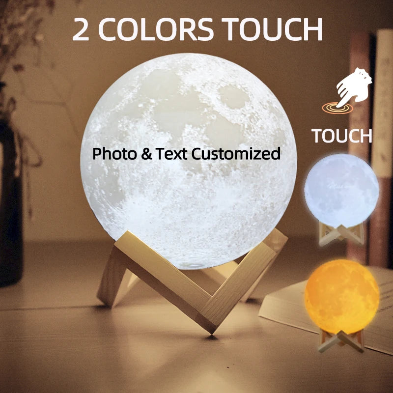 MoonLight Memories – Personalised Lunar Lamp with USB Rechargeable Light