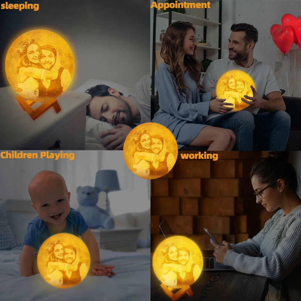MoonLight Memories – Personalised Lunar Lamp with USB Rechargeable Light