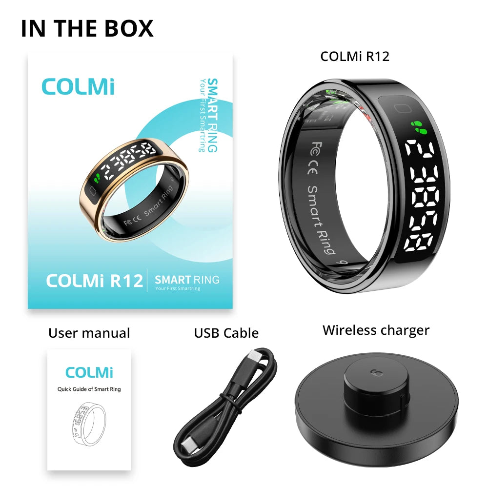 HealthBand R12 – Waterproof Smart Ring with Touchscreen & Fitness Manager