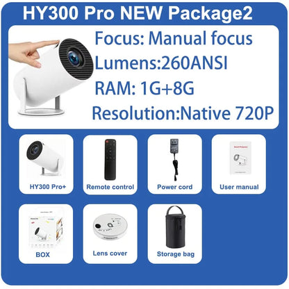 CineLite HY300 Pro – Outdoor & Home 4K LED Projector 300 ANSI Lumens