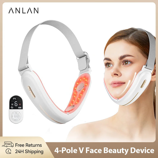 SlimLuxe V-Face – ANLAN EMS Face Lift Massager with Red & Blue LED Light