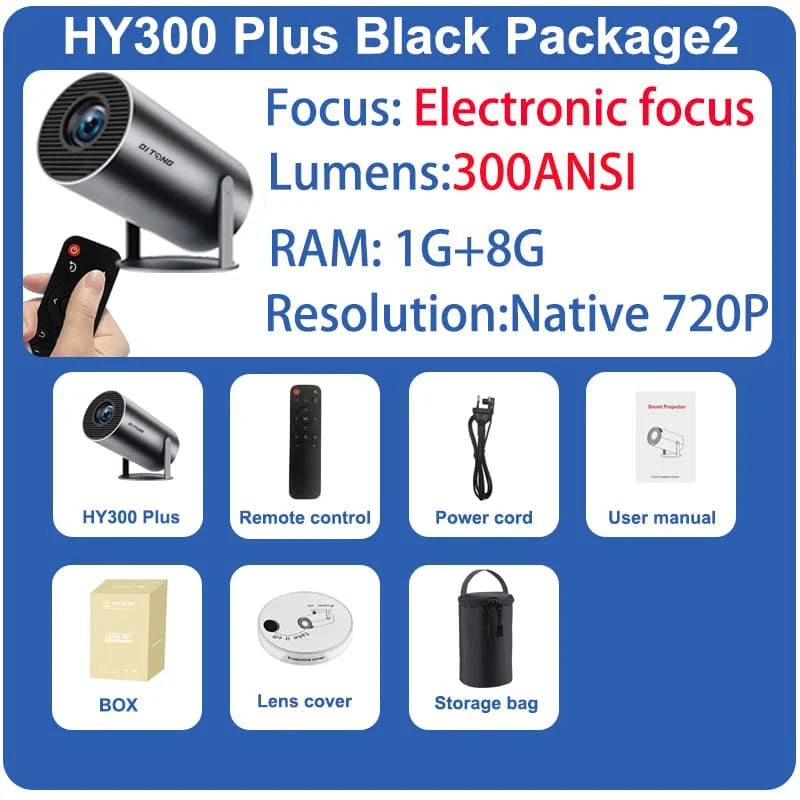 CineLite HY300 Pro – Outdoor & Home 4K LED Projector 300 ANSI Lumens