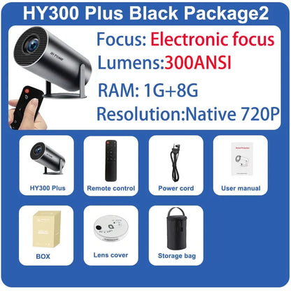 CineLite HY300 Pro – Outdoor & Home 4K LED Projector 300 ANSI Lumens