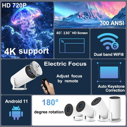 CineLite HY300 Pro – Outdoor & Home 4K LED Projector 300 ANSI Lumens