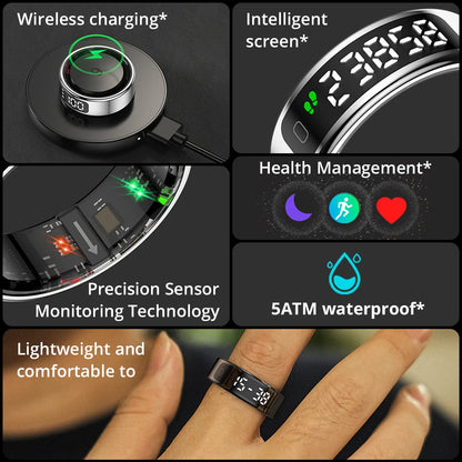 HealthBand R12 – Waterproof Smart Ring with Touchscreen & Fitness Manager